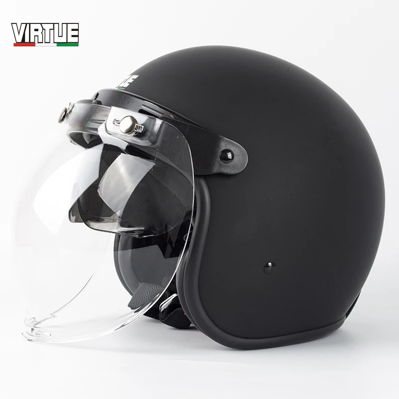 2020 New Virtue Open Face 3/4 Motorcycle Helmet Retro Vintage Motorbike Inner lens included Helm Moto Bike Motocross Helmets