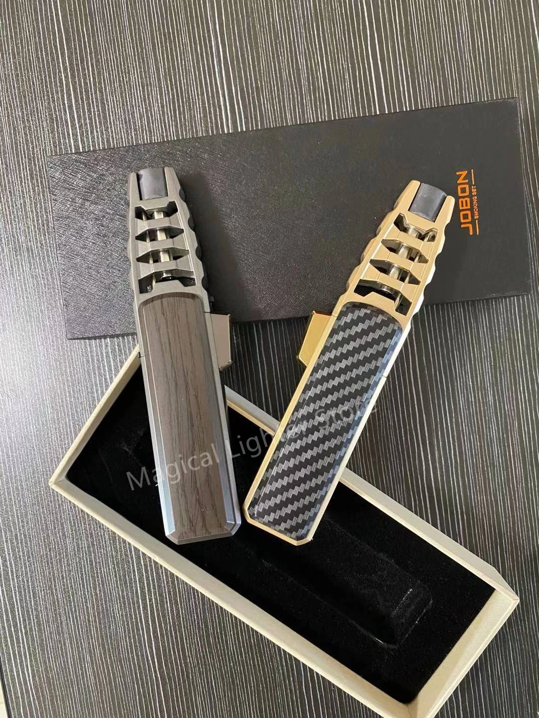 JOBON Metal Gás Butano Windproof Isqueiro Blue Flame Super Firepower Turbocharged Jet Cigarro Isqueiro Charuto Acessórios Presente