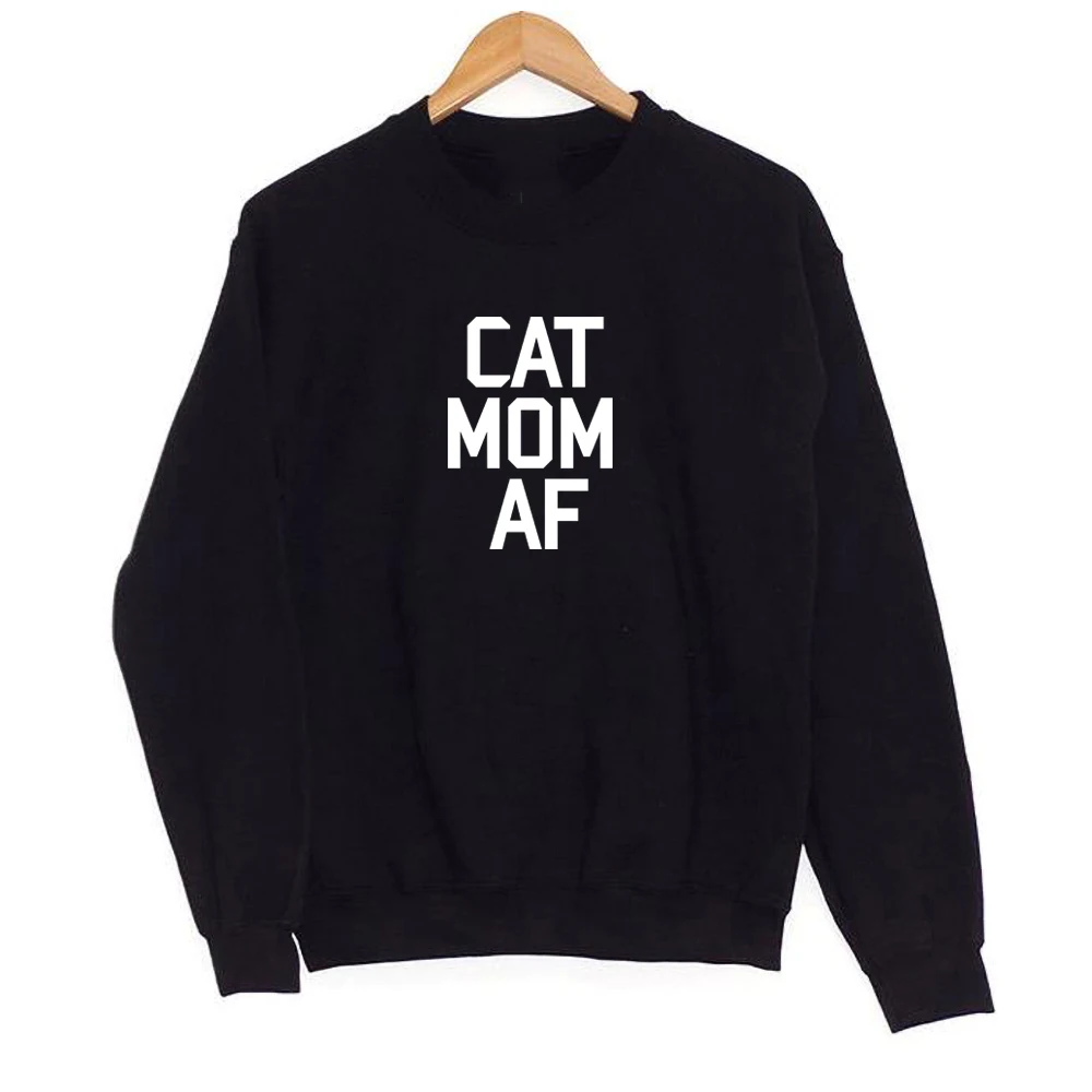 

MOM CAT AF Print Women Sweatshirts Casual Cotton coat for cat lover Funny hoodies For Lady Girl pullovers Hipster Tumblr