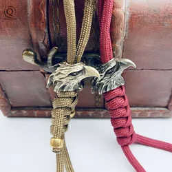 Legendary Beast Eagle Brass Knife Beads Lanyard Pendant Paracord Charm Metal Eagle Mouth DIY EDC Keychains Accessories Jewelry