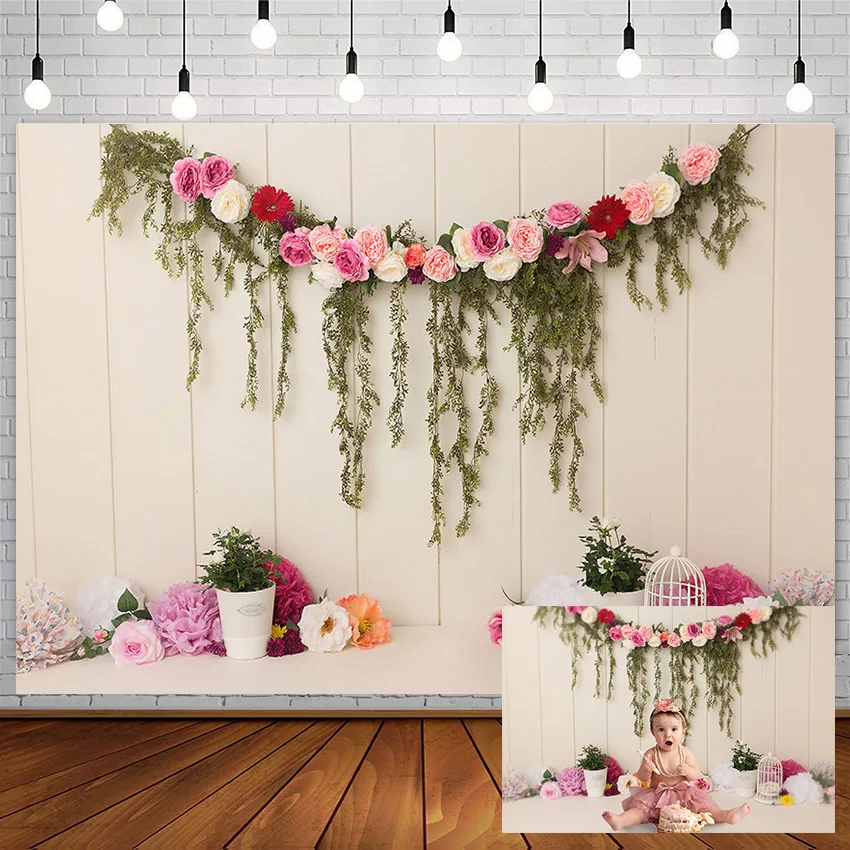 

Avezano Birthday Cake Smash Backdrops Pink Flower Spring Girl Portrait Background Photography Photo Studio Photozone Decor Props