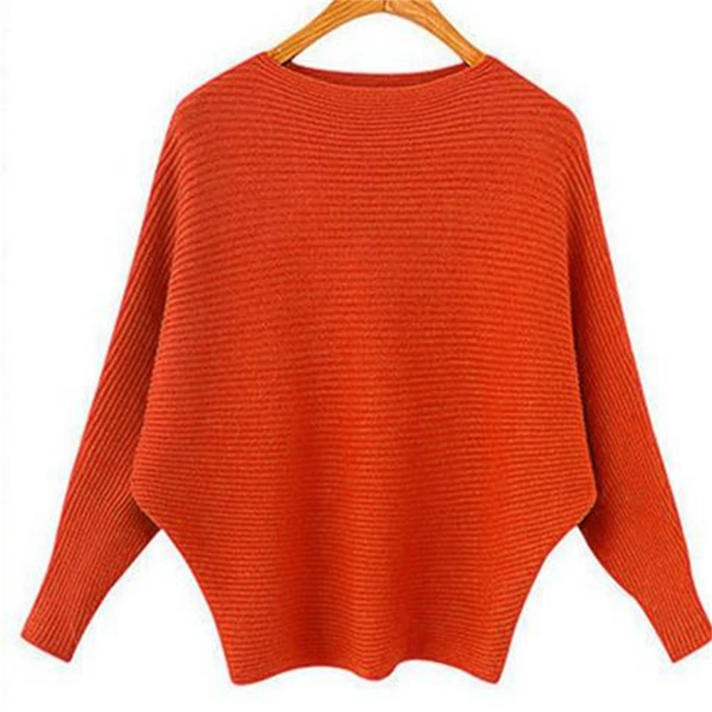 Fall Sweatershirt Women Slash Neck Knitted Winter Sweaters Tops Female Batwing Cashmere Casual Pullovers Jumper Pull Femme 2024