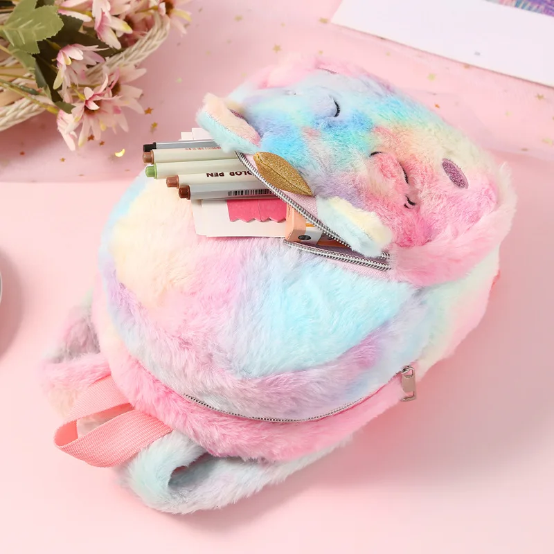 Lovely Unicorns การ์ตูนกระเป๋าหนังสือโรงเรียนกระเป๋าเป้สะพายหลังน่ารักแฟชั่น 3D Plush กระเป๋าเป้สะพายหลังสําหรับกระเป๋าเดินทางเด็กกระเป๋านักเรียนเด็กของขวัญ