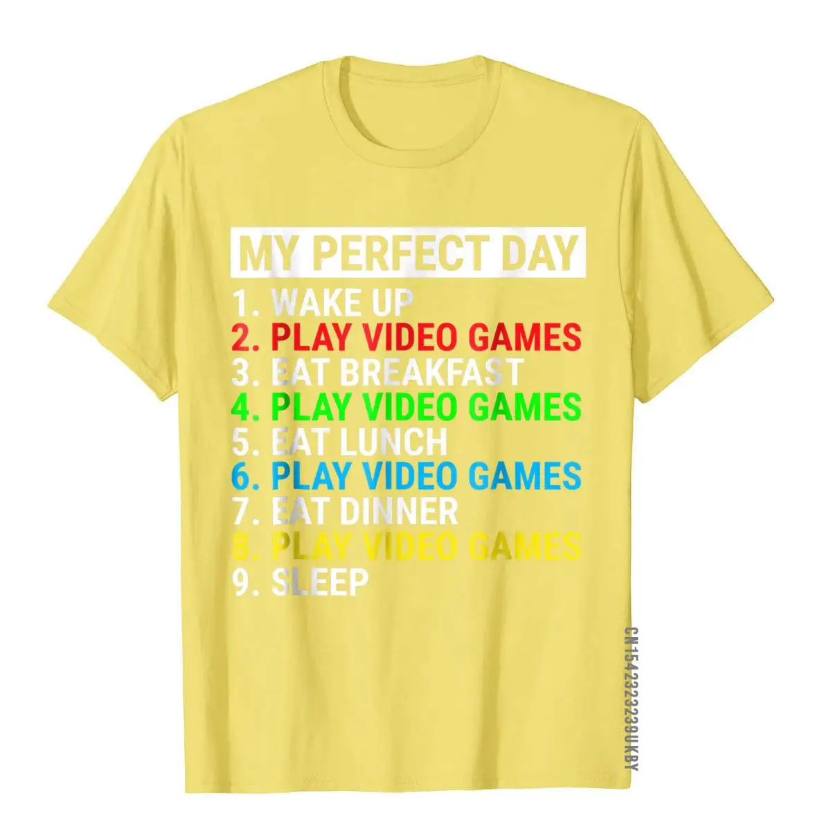 Mój idealny dzień gry wideo koszulka śmieszne fajne Gamer Tee prezent Casual topy T Shirt bawełna mężczyźni Top koszulki Slim Fit hurtownia