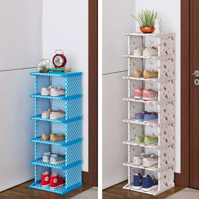 Metal Non-woven 4/6/8 Layer Shoe Rack Detachable Multilayer Shoe Organizer Shelf Dustproof Large Capacity Shoes Storage Cabinet