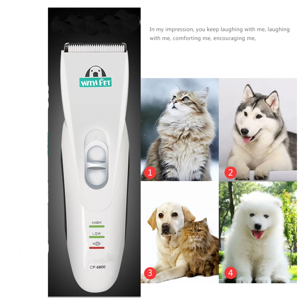 Professional  CP-6800 Pet Electric Trimmer Grooming Haircut Shaver Machine Silver Rechargeable Dog Cat Grooming Clipper