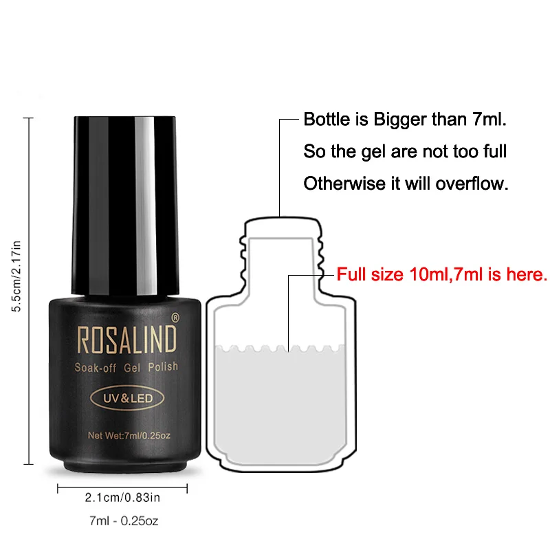 Rosalind gel polonês superior casaco base brilhante longa duração reforçar 7ml vernizes híbridos manicure uv gel laca prego arte primer