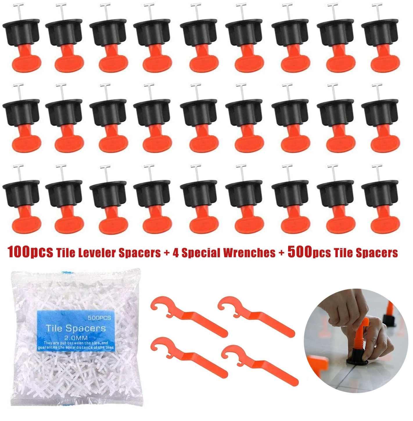 102pcs Tile Leveling System Kit Level Wedges Tile Spacers Flooring Wall Tile Spacer Carrelage Leveler Locator Spacers Plier