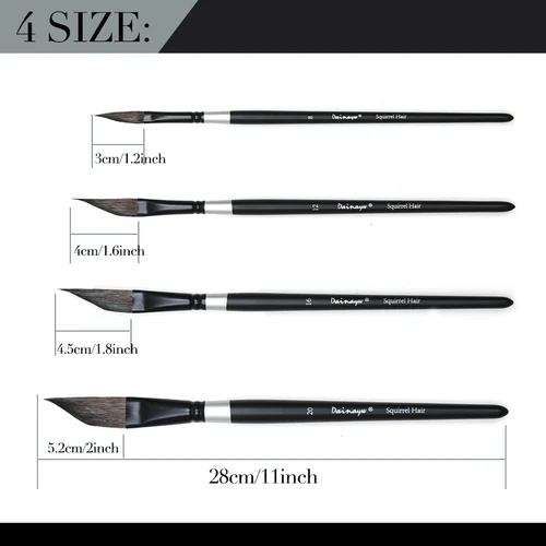 Imagen 2 del producto Dainayw-pincel de acuarela de pelo de ardilla, pinceles de pintura artística tipo daga para hojas, hierba, pelo, ondas, dibujo de flores