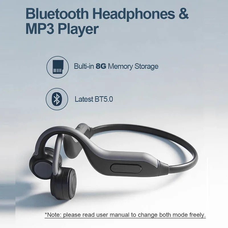 GGMM-auriculares originales con Bluetooth 5,0, cascos de conducción ósea con tarjeta de memoria integrada de 8G, micrófono HD IPX45, novedad