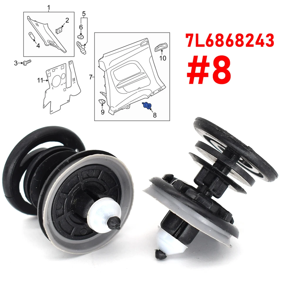 30-Pack You.S Interior Door Trim Clips For VW Transporter IV & V – OEM 703867299