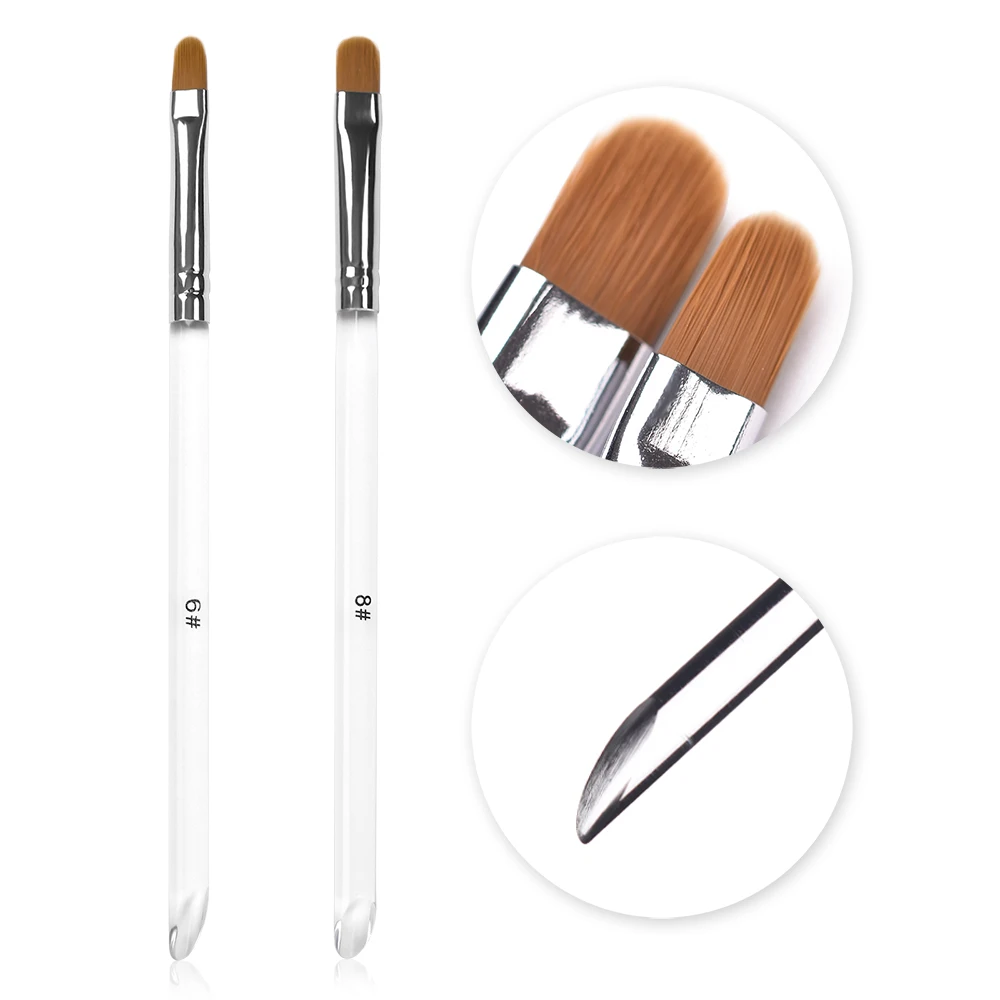 2Pcs/Set UV Gel Nail Art Brush Round Head Acrylic Brush Nail Extension Patinting Drawing Pen Nail Art Manicure Tools Set