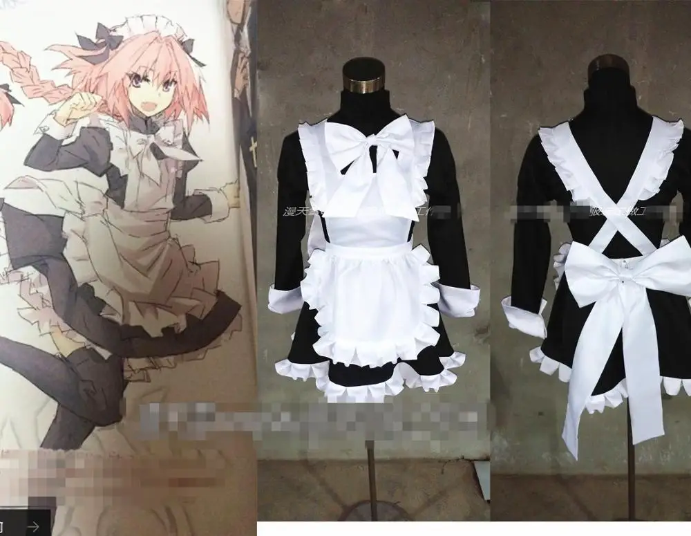 

Anime Fate/Apocrypha FGO Jeanne d'Arc Astolfo Maid Dress white apron lolita Cosplay Costumes A