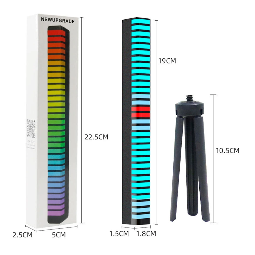 RGB Music Sound Control LED Strip Light 3D Voice-Activated Pickup Rhythm Light Strip Music Atmosphere Lamp Colorful Tube Lamps