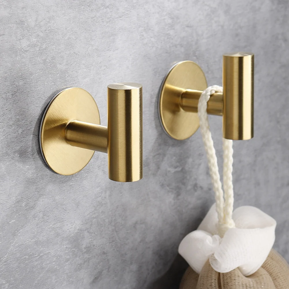 Gold Black Silver Decorative Hooks Round Metal Coat Hook Self Adhesive Key Towel Wall Hook For Bathroom Kitchen