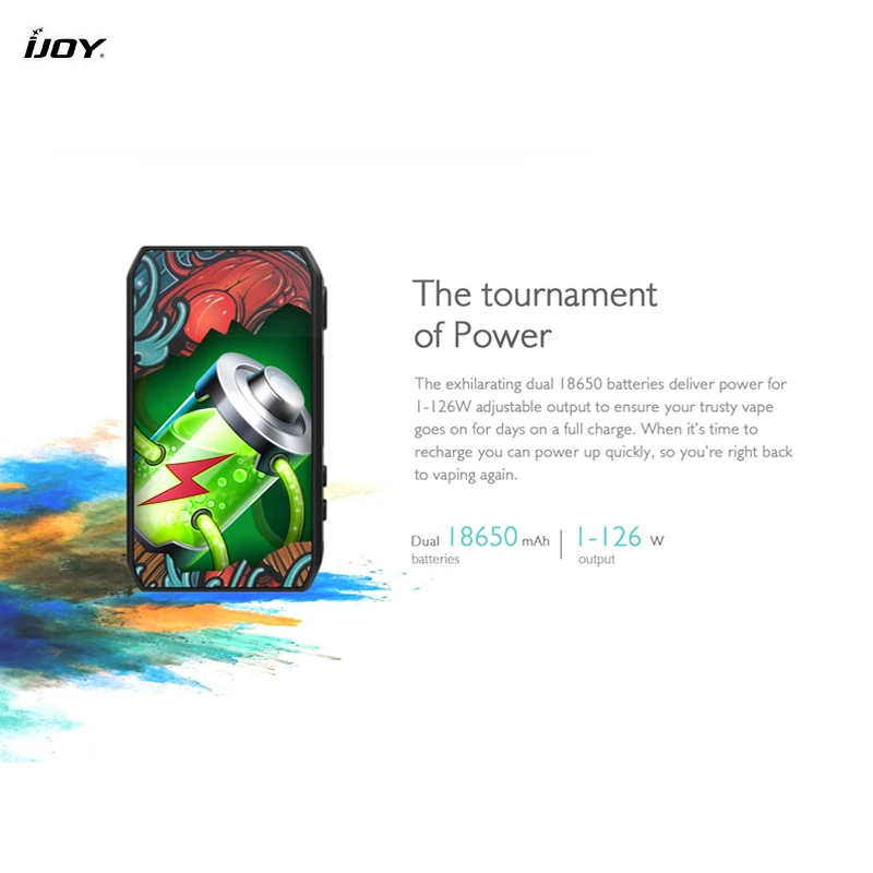 Original ijoy Capo Mod mit zwei 126 Batterien 1-0,05 w 0, 5-1, 5 Ohm 3,0 Faden elektronische Zigarette Vape Mod