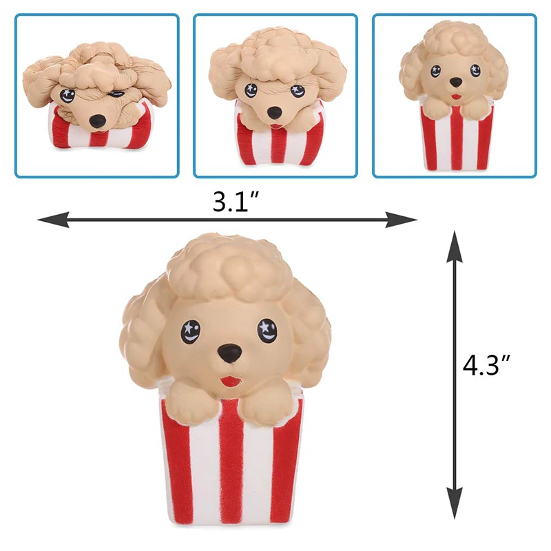 Cute Popcorn Dog Squishies Slow Rising Simulation Scented Soft Squeeze Toy Stress Relief Original Package Funny for Kid Gift Toy