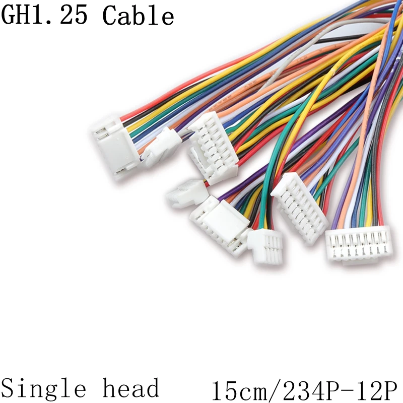 10PCS Gh1.25mm electronic cable 2P 3P 4P 5 6 7 8 9 10 11 12P connector plug line GH1.25 15cm 28AWG cable