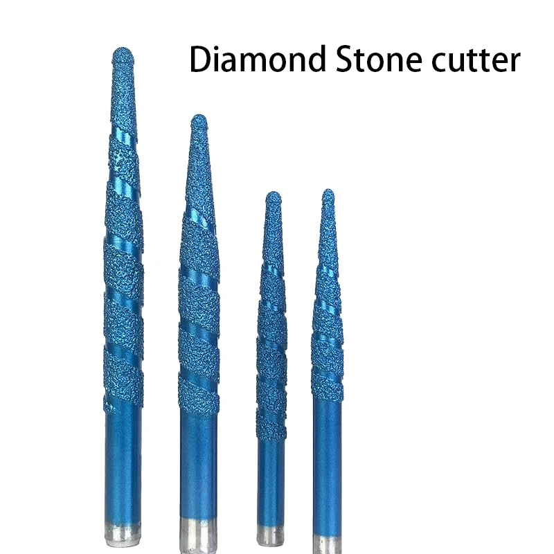 Tapered Slotted Brazing Stone Engraving Bit Marble Carving Tools Cnc Router Bits Milling Cutter For Granite