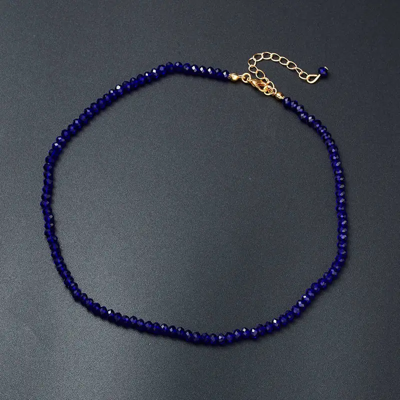 Summer Boho Handmade Black Blue Crystal Beads Clavicle Chain Women Necklace Female Party Jewelry Gift Accessories Choker Collar