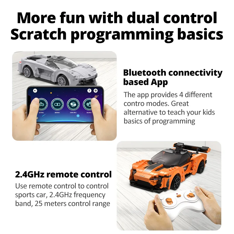 Cada APP Programming Remote Control Sports Car Building Blocks City RC Vehicle Racing Car Bricks Gifts Toys for Boys