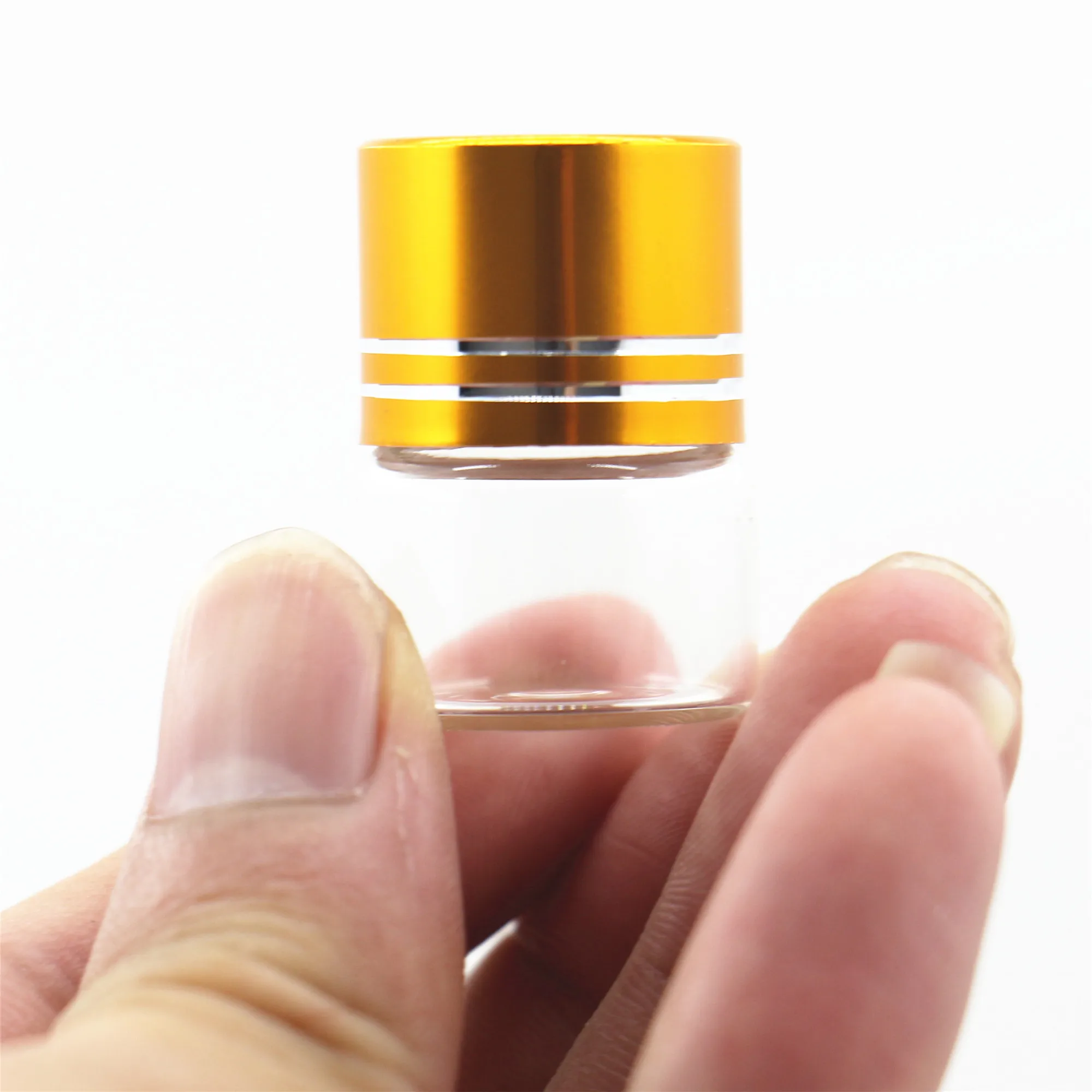 50 PCS/lot 22*30mm 5ml Glass Bottle Golden Plastic Caps Glass Jars Mini Diy Wedding Gift Vial Test Tube