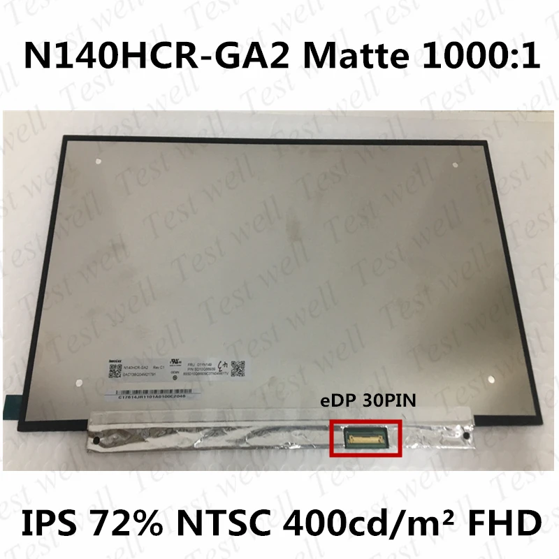 Original 14'' LED Screen LCD Display N140HCR-GA2 IPS Matirx 1920*1080 FHD Matte 72% NTSC FRU 01YN149