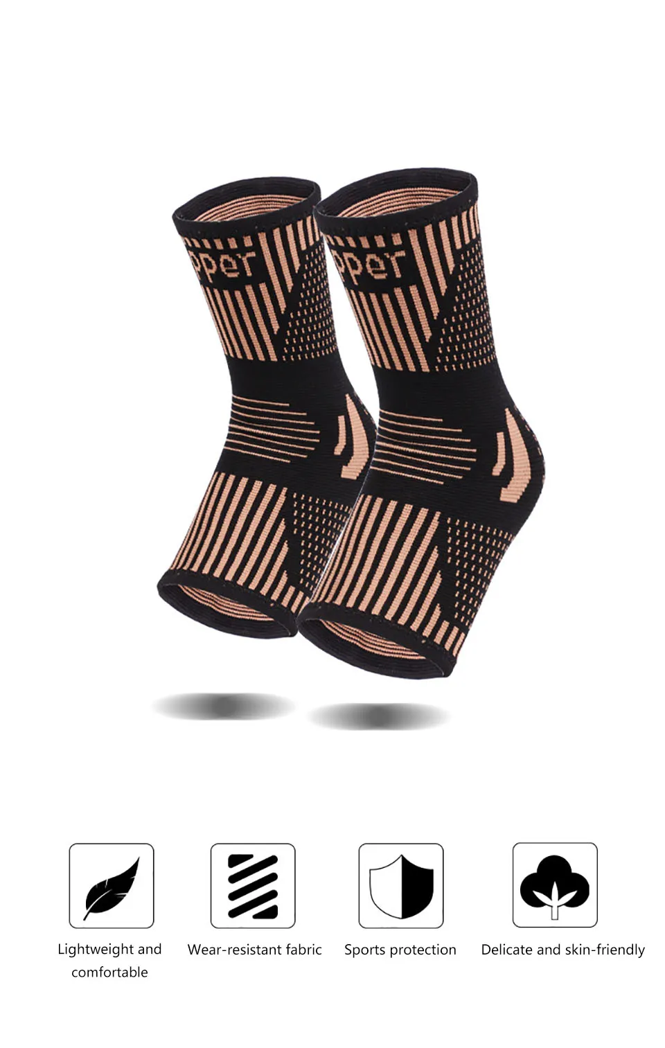 AOLIKES 1PCS Kupfer Ankle Brace Ankle Compression Sleeve Ankle Support Fuß Brace Für Verstauchten Knöchel, Schwellungen, laufschuhe, Sport – Detail 2
