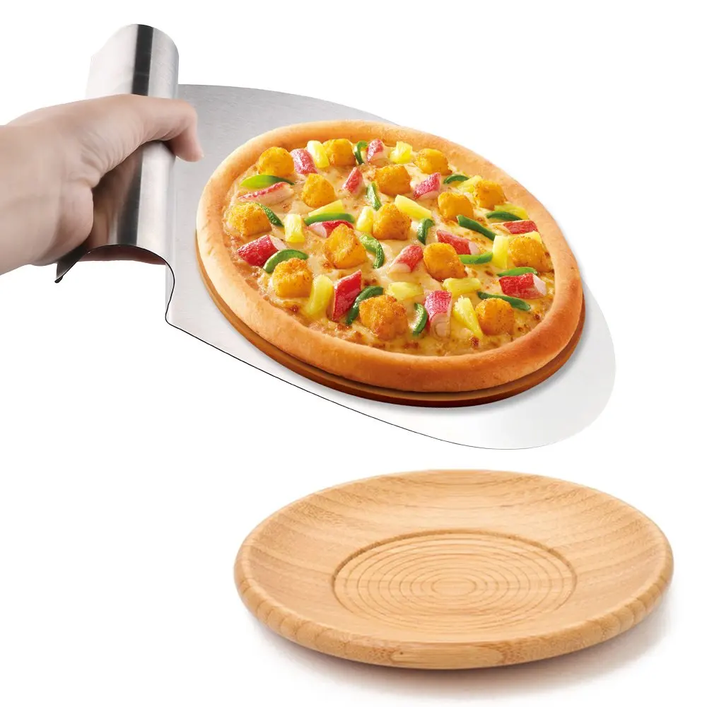 Pizza Transfer Lifter Shovel Stainless Steel Cake Tray Moving Plate Pizza Peel Holder Pastry Scraper Baking Tools Accessories