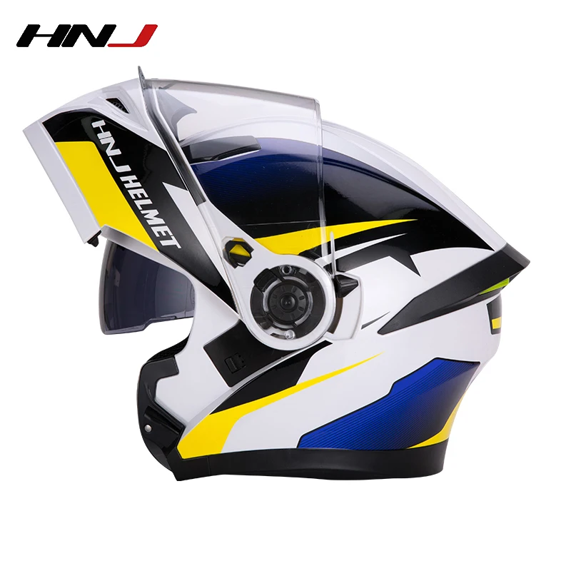 

HNJ casco capacete moto Flip up helmet full face motorcycle dual lens abs plus size mens riding protection safety helmets bike