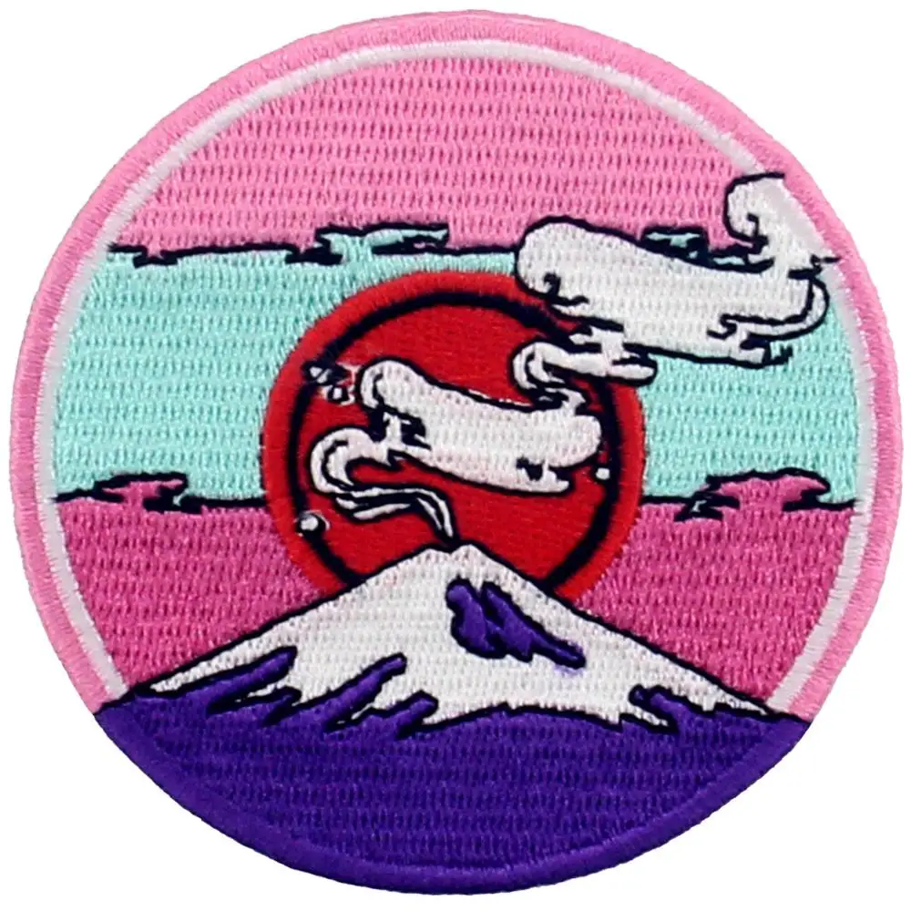 Fuji Under The Red Sun Original Design Embroidered Patches Iron on Embroidery Badges for Clothing Appliques