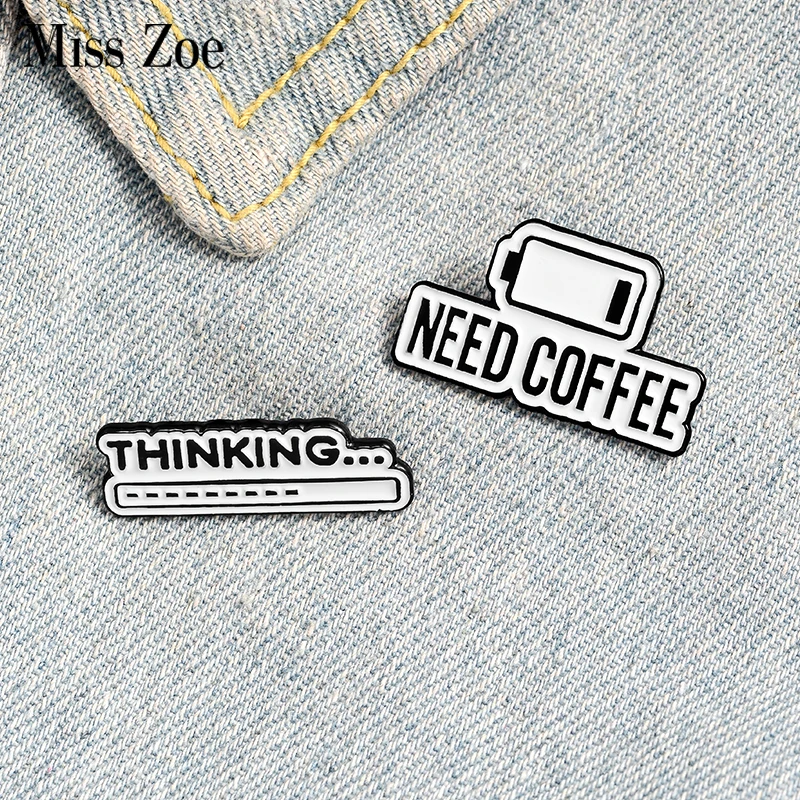 Coffee Mind Enamel Pin Thinking Progress Bar Badge Coffee Life Brooch Custom Lapel pin Shirt Bag Simple Jewelry Gift for friend