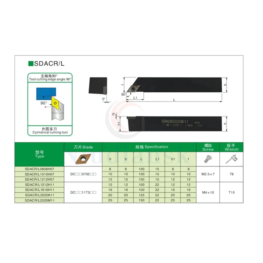 1Pc SDACR0808H07/1010H07/1212H07 SDACR1212H11/1616H11/2020K11/2525M11 Sdacl/R Externe Draaigereedschap houder Cnc Draaibank Cutter Tool