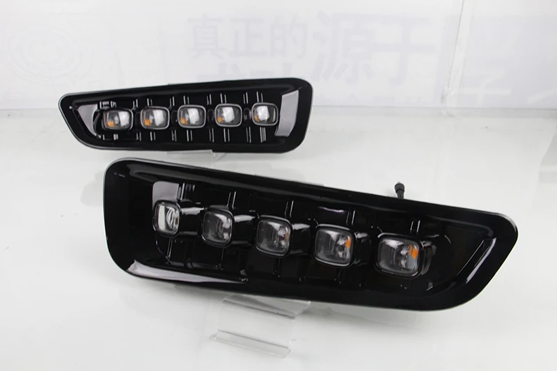 2Pcs DRL LED Daytime Running Lights For Ford Raptor SVT F150 2016 2017 2018 2019 2020 with Turn Signal Yellow Fog Lamp