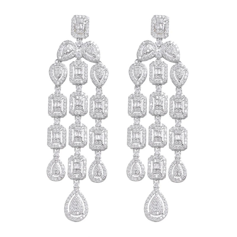 

Bettyue Modern Jewelry With Geometry Shape AAA Zirconia Earring For Female Fashion Tassel Ornament Wedding Party Dress-Up