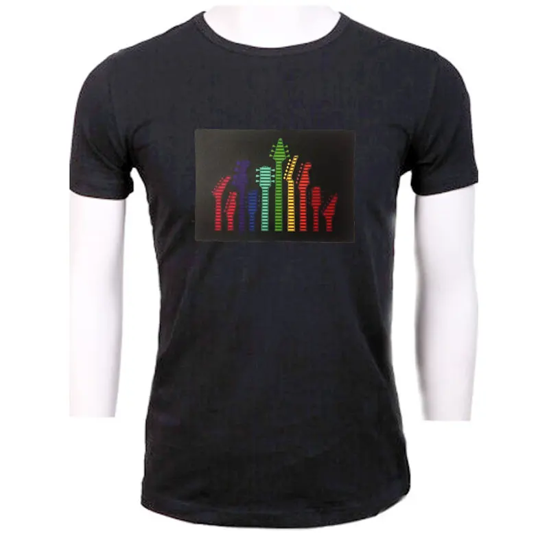 EL Equalizer Sound Activated LED T Shirt Light Up and Down Flashing  Music Activated Led T-Shirt view 6
