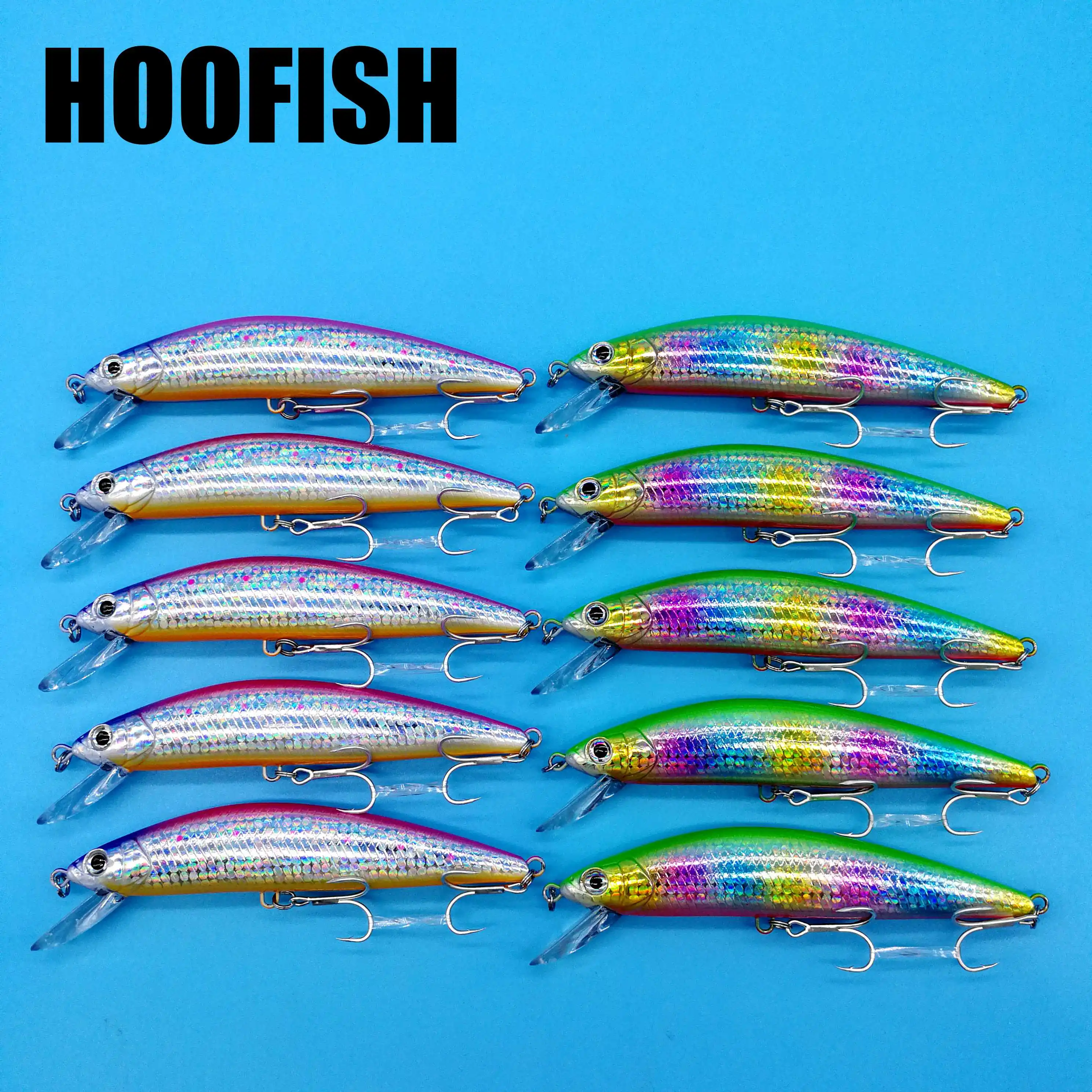 

HOOFISH 10PCS/LOT 40g/12cm Sinking Minnow Fishing Lure 5Colors Sea Fishing Lure Artificial Bait Fishing Tackle