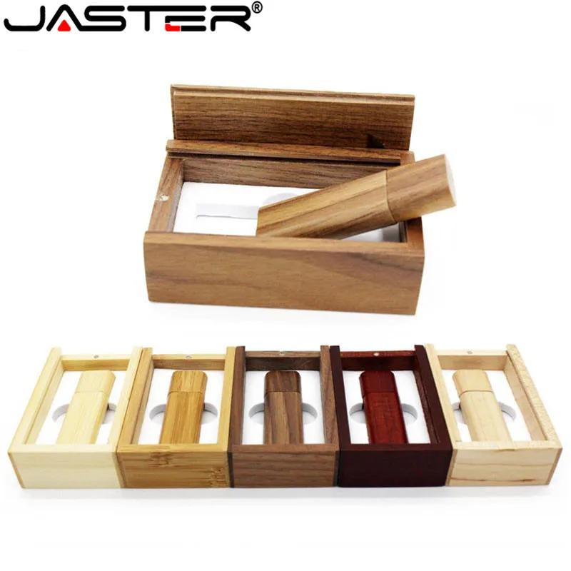 

JASTER Wooden bamboo+wood box USB flash drive pen driver pendrive 4GB 8GB 16GB 32GB 64GB memory card USB creativo personal LOGO