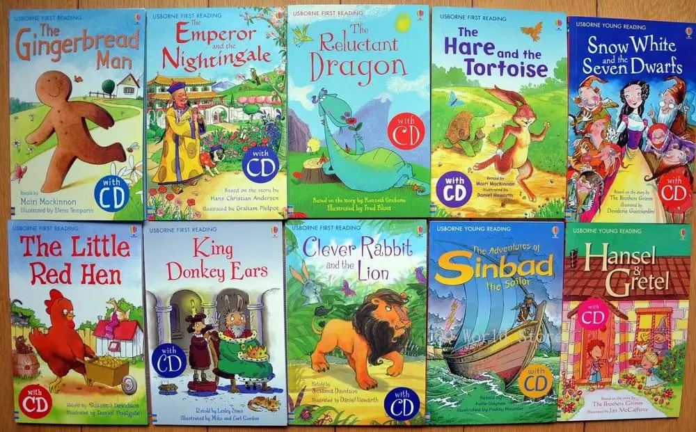 10 Books 10 CD Discs Box Set USBORNE YOUNG READING Series Kids Child Bedtime Story Early Education English Picture Book Age 1-6