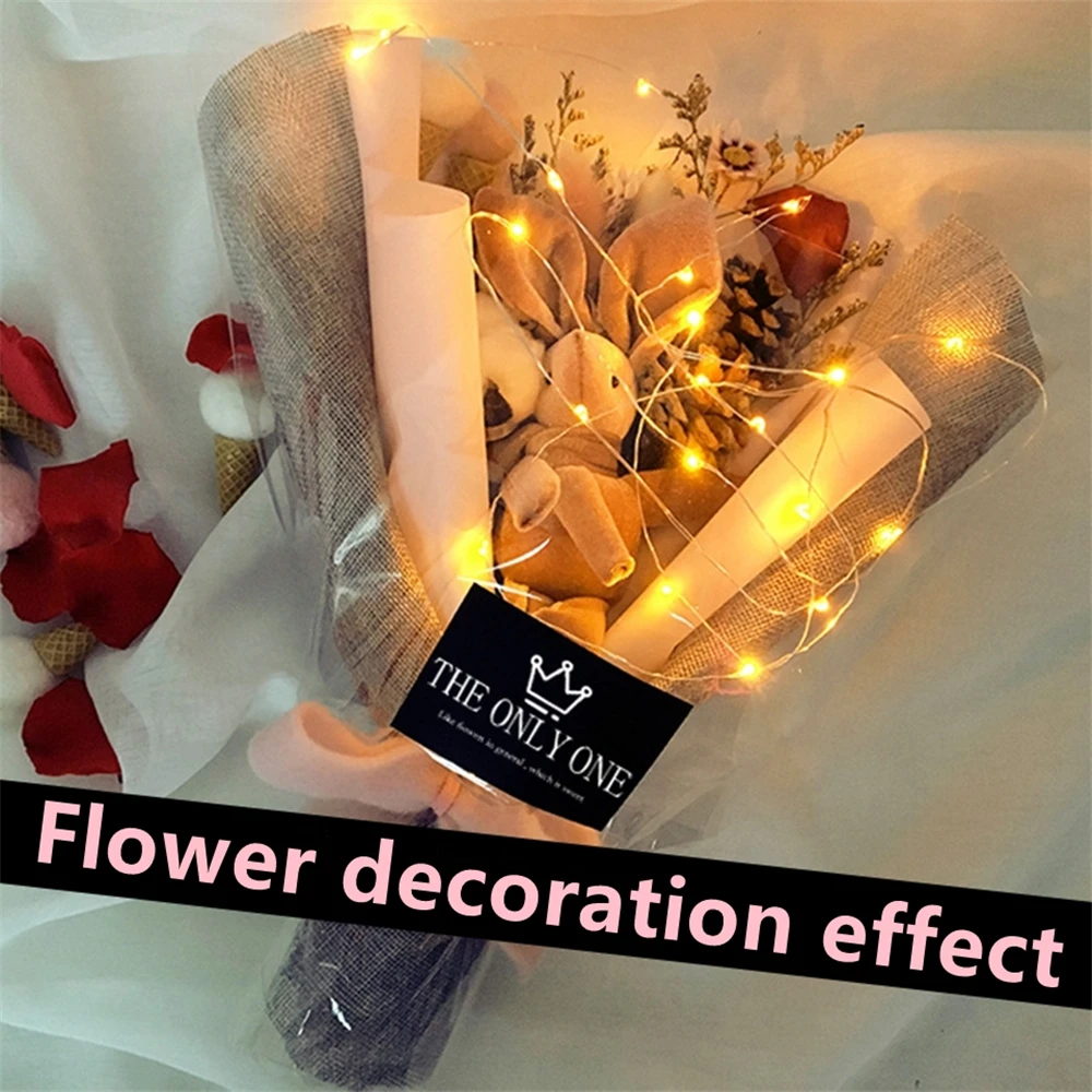 10pcs Copper Wire Fairy Lights Led String Lights 2m 20 Leds 9 Color Mini Garlands Christmas Wedding Decor Use Battery CR2032