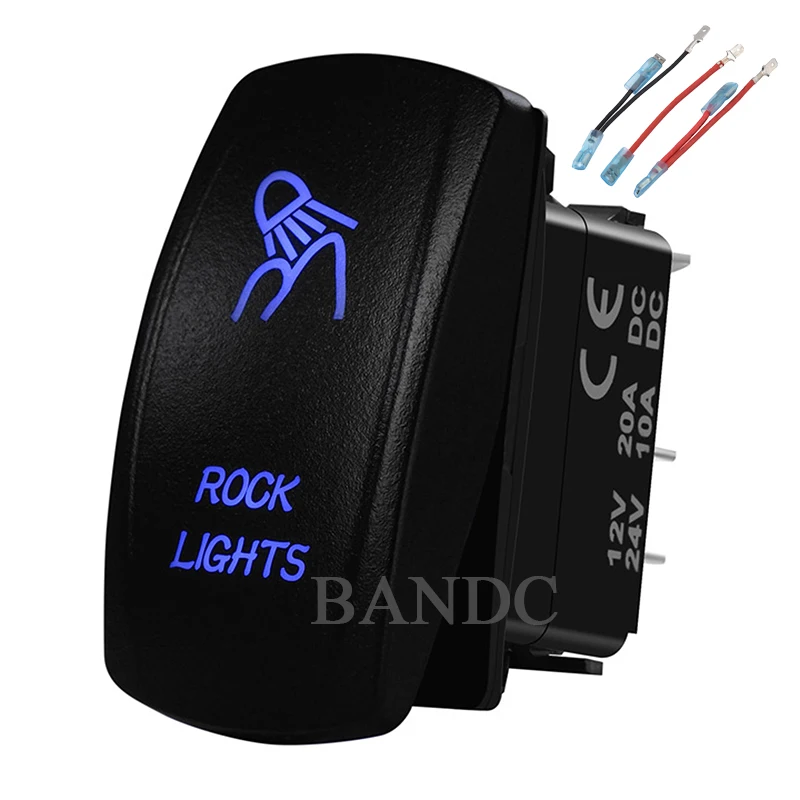 ROCK LIGHTS Rocker Switch，Laser-Etched 5P On-Off SPST Led Light Button for Car Boat ARB NARVA，Car Accessories，Jumper Wires