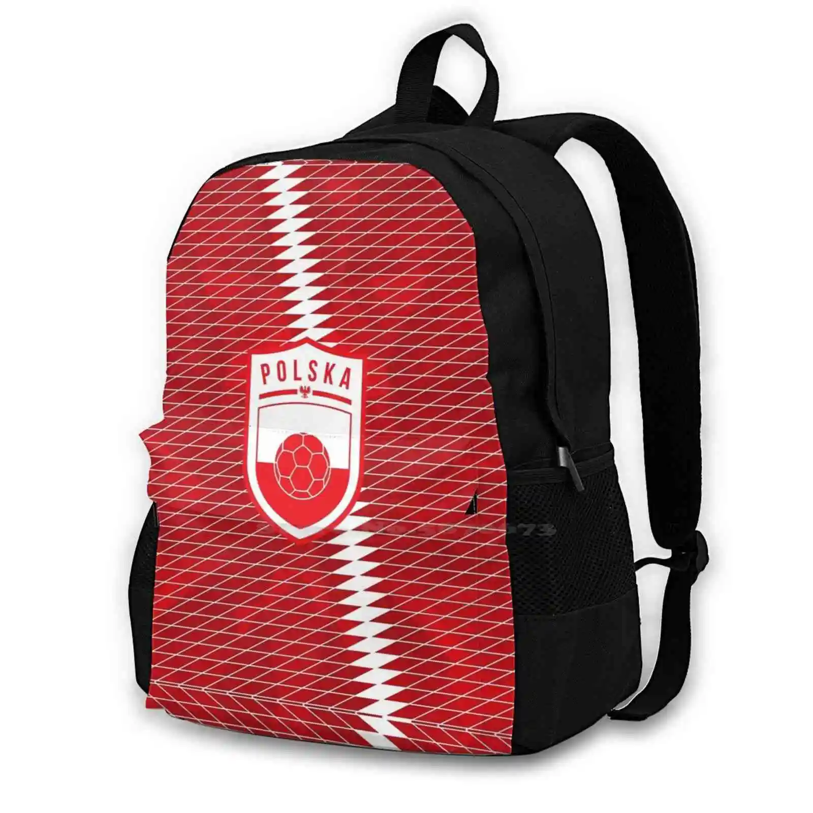 Poland School Bag Big Capacity Backpack Laptop 15 Inch Poland Polish Football Soccer Stripes Red White Pi ? Ka No ? Na Mistrzost