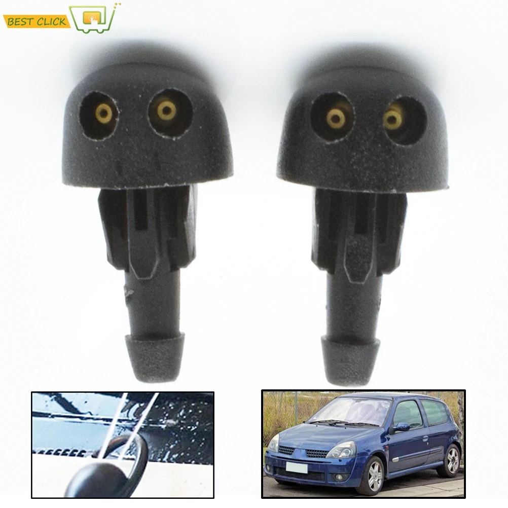 Misima OE# 7700413545 2Pcs Front Windscreen Wiper Washer Nozzle Jet For Renault Clio 2 1998 1999 2000 2001 2002 2003 2004 2005