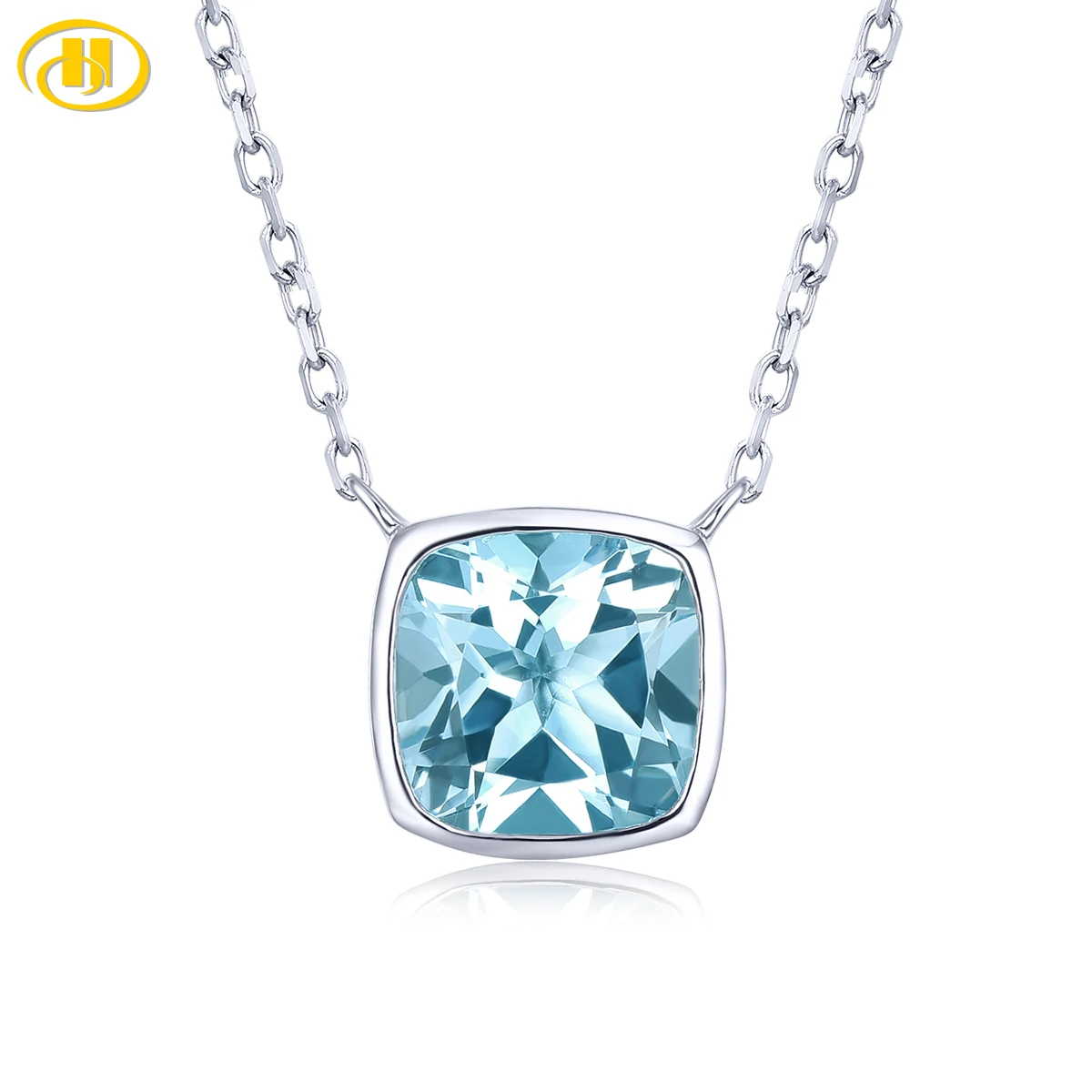 Natural Sky Blue Topaz Sterling Silver Necklace Women Exquisite Jewelry 2.7 Carats Genuine Topaz Gemstone Romantic Styles