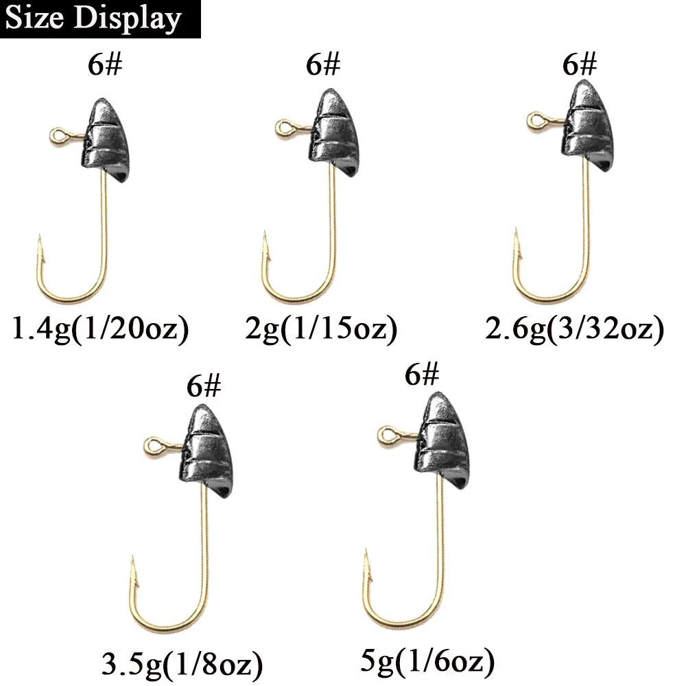 10pcs/lot Micro Jig Head Fishing Hook 1.4g-5g Ice Fishing Hook Mini Crank Fishhook Soft Lure Fishing Accessories