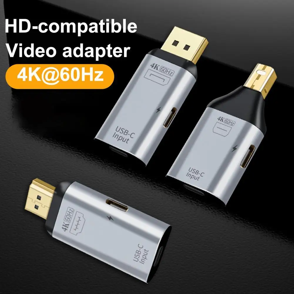 

Video Converter High Resolution Stable Output 4K 60Hz Type-C Female to HDMI-compatible DP Mini DP Male Mini Adapter for Monitor