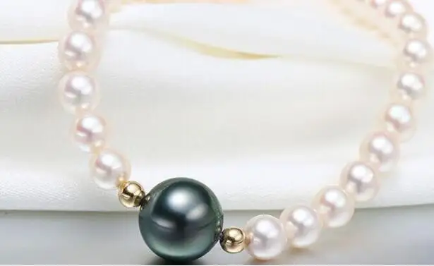 elegant 9-12mm south sea round white black pearl necklace pendant 925silver