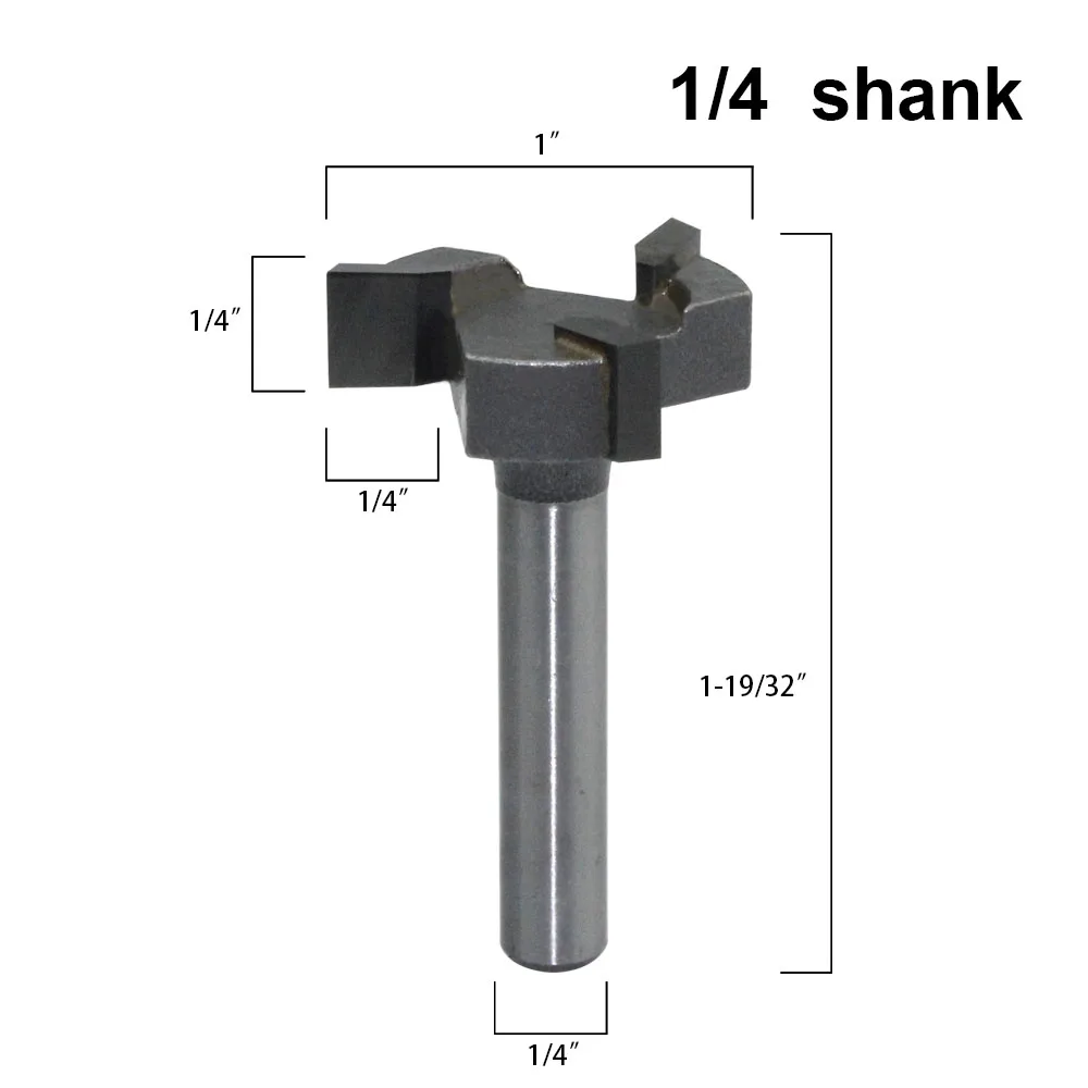 6mm Shank 1/4 Shank 3 Teeth T-Slot Router Bit Milling Straight Edge Slotting Milling Cutter Cutting Handle For Wood Woodwork