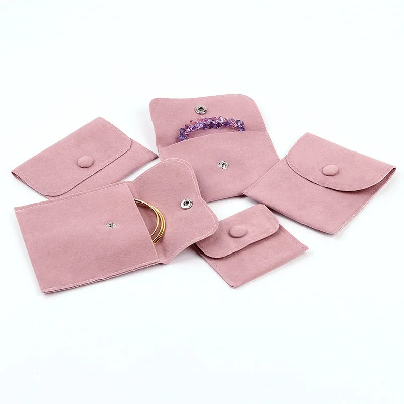 Jewelry Velvet Bags with Snap Fasteners Clasps Necklace Bracelet Earring Anti-oxidation Anti-scratch Gift Bag Pouches Package