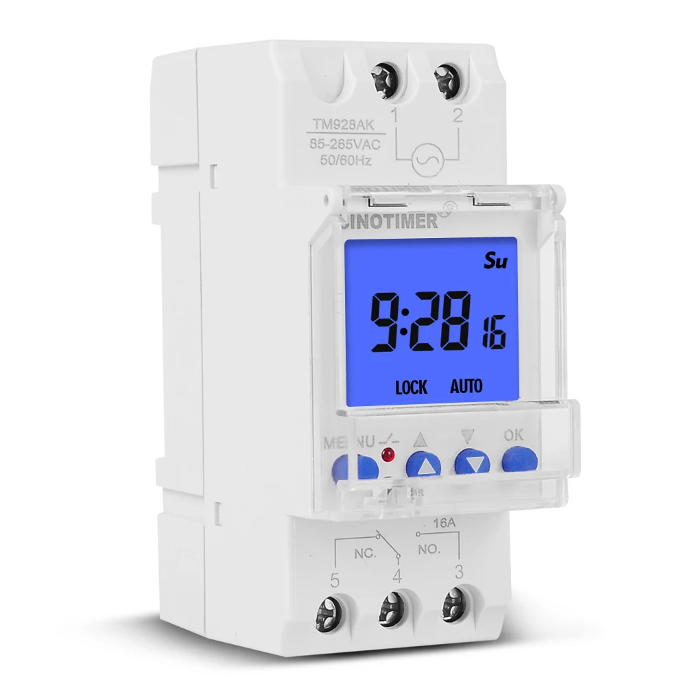 Backlight Large LCD Display Industrial Time Switch 110V 220V Controller Timer Relay 16A 30A Digital Countdown Function 85-265VAC